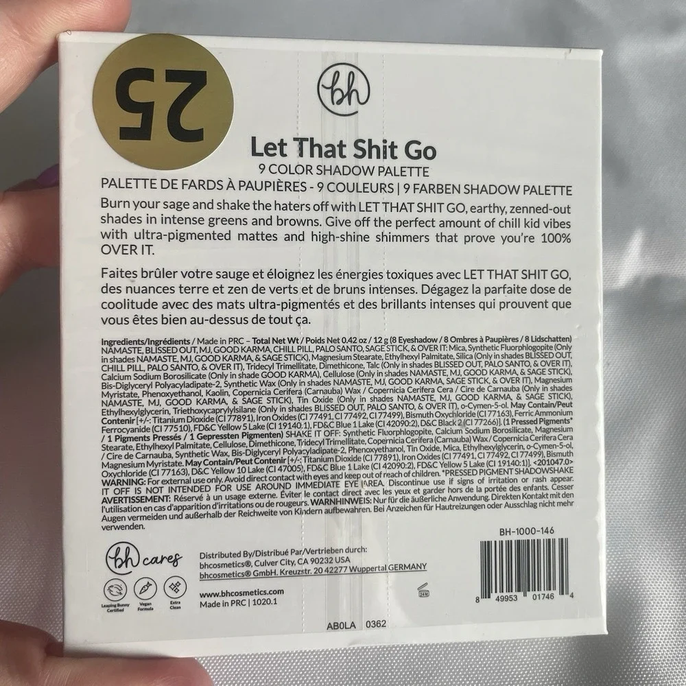 NEW BH Cosmetic Let That Sh- Go Eyeshadow Makeup Palette